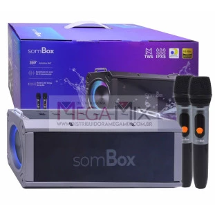 Caixa de Som Bluetooth Acústica 360º com 2 Microfones 160W D-XK305 - SomBox