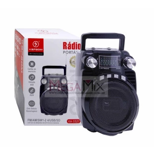 Rádio Portátil Recarregável FM/AM/SW1-2 4/USB/SD KA-3321 - Kapbom