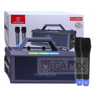 Caixa de Som Bluetooth com 2 Microfones 120W KA-8080 - Kapbom