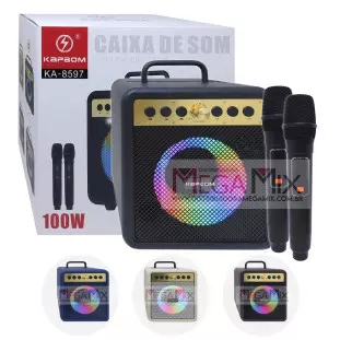 Caixa de Som Portátil Bluetooth com Microfone 100W KA-8597 - Kapbom