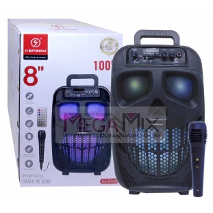 Caixa de Som Portáil Bluetooth com Microfone 8" 100W KA-8968 - Kapbom