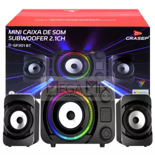 Caixa de Som Subwoofer 2.1 18W Bluetooth D-GP301 BT - Grasep