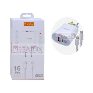 Carregador UBS + USB-C para Tipo C 40W 9.1A CA40-5 - A'Gold