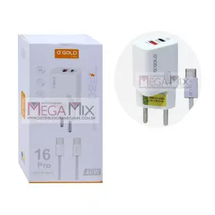 Carregador UBS + USB-C para Tipo C 40W 9.1A CA42-5 - A'Gold