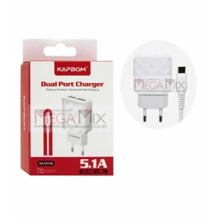 Carregador de Celular USB + Micro USB (V8) 5.1A KA-372-V8 - Kapbom 