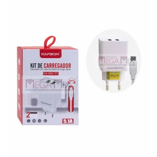 Carregador de Celular Tipo C + 2 USB 5.1A KA-5001-TY - Kapbom