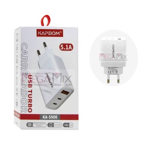 Carregador Turbo 1 USB + 2 USB-C 5.1A KA-5900 - Kapbom 