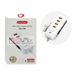 Carregador Tipo C 2 USB 5.1A + 2 USB-C 66W KA-7156 - Kapbom