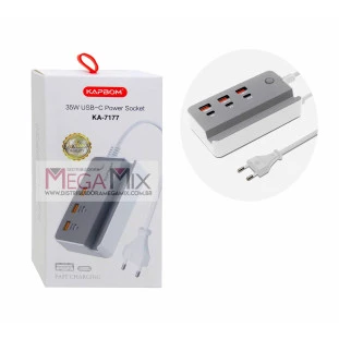 Carregador Hub com 3 USB + 3 USB-C 35W KA-7177 - Kapbom