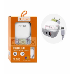Carregador de Celular Iphone+ USB-C 20W KD-106A - Kaidi