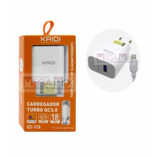 Carregador de Celular Turbo Iphone + USB 18W KD-111A - Kaidi