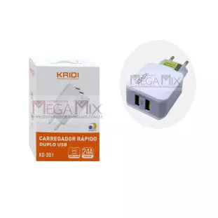 Carregador 2 USB 2.4A 12W KD-301 - Kaidi
