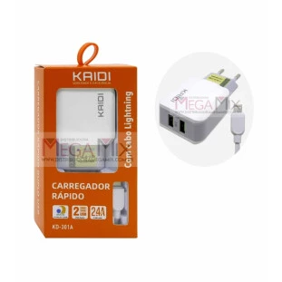 Carregador de Celular Iphone + 2 USB 2.4A  KD-301A - Kaidi