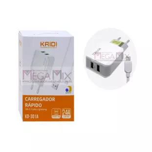 Carregador 2 USB para Iphone 12W 2.4A  KD-301A - Kaidi