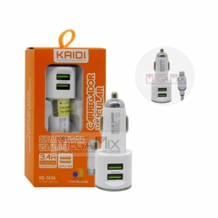 Carregador Veicular 2 USB - Iphone 5/6/7/8 3.4A KD-303A - Kaidi 