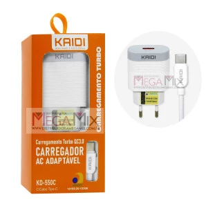 Carregador Turbo USB + Tipo C 18w KD-550C - Kaidi