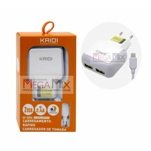 Carregador 2 USB + Iphone 2.4A KD-605A - Kaidi