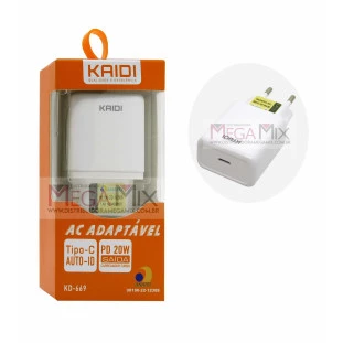 Carregador  USB-C 20W KD-669 - Kaidi 