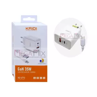 Carregador USB + USB-C para Tipo C 35W 3A KD-671C - Kaidi 