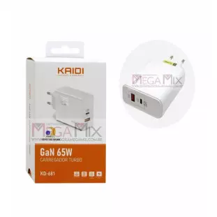 Carregador Turbo USB + USB-C GaN 65W KD-681 - Kaidi
