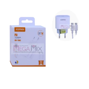 Carregador USB-C para Tipo C 20W 3A KN-108C - Kdpan