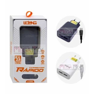 Carregador de Celular Tipo C  2 USB 5.1A LE-233FC - Lelong