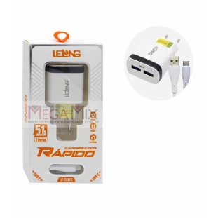 Carregador Turbo 2 USB + Tipo C LE-238FC - Lelong