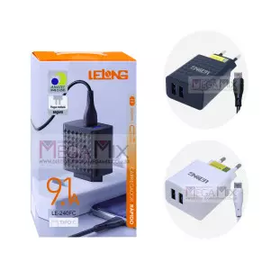 Carregador 2 USB para Tipo C 9.1A LE-240FC - Lelong 