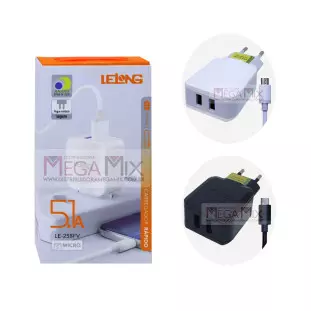 Carregador 2 USB para Micro USB (V8) 12.5W 5.1A LE-258FV - Lelong