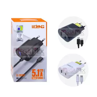 Carregador USB + USB-C para Iphone  5.1A LE-283CP - Lelong