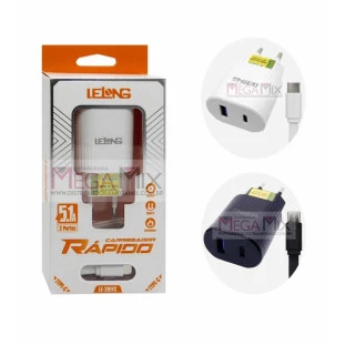 Carregador de Celular Tipo C UBS + USB-C 12.5W LE-291FC - Lelong