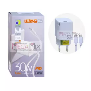Carregador USB-C para Tipo C 30W 2.5A LE-297CC - Lelong