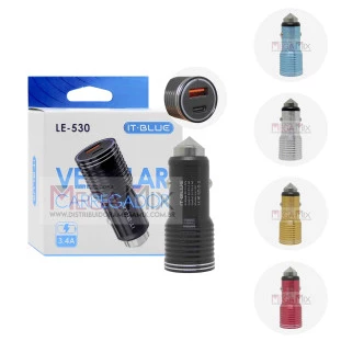 Carregador Veicular USB + Tipo C 3.4A LE-530 - It-Blue