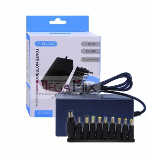 Fonte Carregador para Notebook Universal Bivolt 120W LE-2563 - It Blue