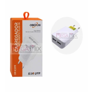 Carregador com 2 USB 5.1A OR-IC019 - Oberon