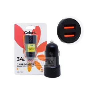 Carregador Veicular 2 USB 12W 3.4A CE-G1052 - Celark