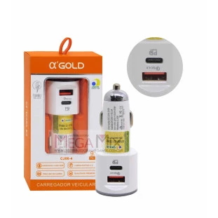 Carregador Veicular USB + USB-C 40W 9.1A CJ06-4 - A'Gold