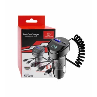 Carregador Veicular USB + Tipo-C 3 em 1 KA-C299 - Kapbom