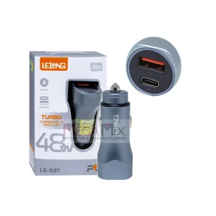 Carregador Veicular USB + Tipo C 48W LE-537 - Lelong