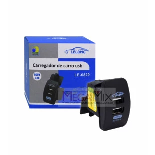 Tomada Carregador Veicular USB 3.1A LE-6820 - Lelong