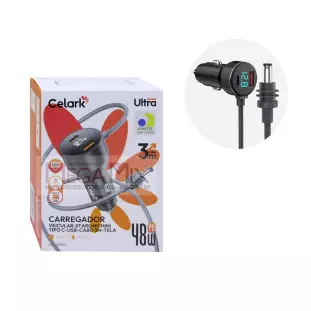 Carregador Veicular USB + USB-C para Starlink 48W 3A 3M CE-G1051 - Celark