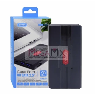 Case para HD Sata 2.5'' 2 USB 3.0 + Tipo-C + Leitor de Cartão KP-HD828 - Knup