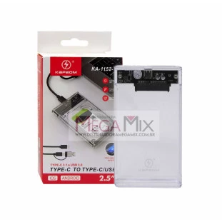 Case para HD Sata 2.5'' Tipo-C 3.1 KA-1152-TY - Kapbom