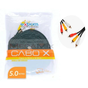 Cabo RCA + RCA 5M CBX-V3RCA50 - Exbom