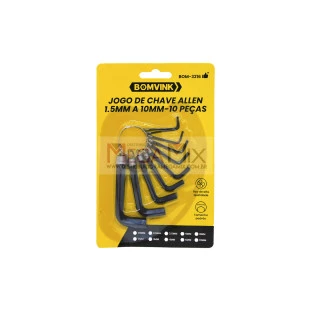 Kit de Chaves Allen com 10 Peças BOM-3216 - Bomvink