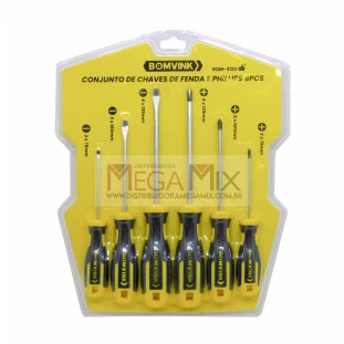 Kit de Chaves de Fenda e Phiips 6 Peças BOM-3120 - Bomvink