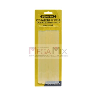 Bastão de Cola Quente Grossa 11x180mm 6 Peças BOM-5537 - Bomvink