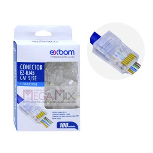 Conector EZ-RJ45 CAT5/5E C/100un. CONT-RJ45V100 - Exbom
