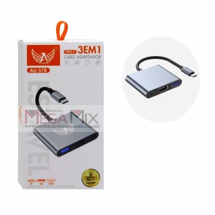 Cabo Conversor 3 em 1 Tipo C + Tipo C/HDMI/USB AU-578 - Altomex