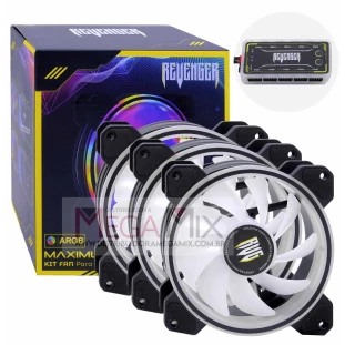 Kit 3 Coolers para Gabinete com Hub Controlador e Controle G-VR333K - Revenger
